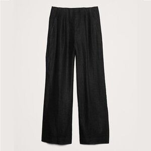 Banana Republic High-Rise Wide-Leg Linen Pants – Black – Size 4